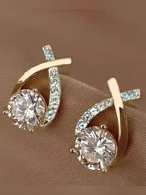 Gold-Tone Crystal Stud Earrings
